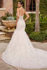 Back view of Christina Wu 15926 mermaid gown with fitted silhouette and sweeping lace train