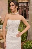 Close-up of Christina Wu 15926 semi-sheer corset bodice with strapless straight neckline
