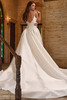 Back view of Christina Wu 15931 Mikado ball gown with chapel train and covered buttons