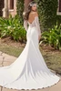 Back view of Christina Wu 15936 stretch crepe gown with V-back and sweeping train