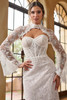 Close-up of Christina Wu 15939 lace bolero over sweetheart corset bodice