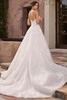 Back view of Christina Wu 15940 gown with flowing tulle train and covered buttons