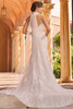 Back view of Christina Wu 15941 gown with illusion back and chapel train