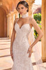 Close-up of Christina Wu 15941 sweetheart bodice with spaghetti straps and detachable neck scarf