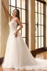Front view of Christina Wu 15942 A-line wedding dress with pearl beaded lace bodice