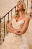 Close-up of Christina Wu 15944 sweetheart bodice with hand beading and soft tulle draping