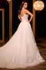 Back view of Christina Wu 15946 ball gown with basque waist and chapel train