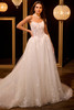 Front view of Christina Wu 15946 ball gown wedding dress with floral lace appliqués