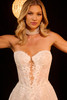 Close-up of Christina Wu 15949 illusion corset bodice with sweetheart neckline