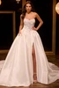 Front view of Christina Wu 15955 Mikado ball gown wedding dress with side slit