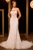Front view of 15958 strapless sheath wedding dress without train