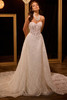 Front view of Christina Wu 15958 sheath wedding dress with detachable lace train
