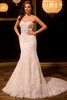 Front view of 15960 strapless fit and flare wedding dress