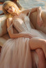 Front view of Kartier A-line bridal gown with sweetheart cat-eye neckline