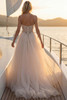 Back view of Kartier wedding dress with glitter tulle skirt and corset back