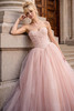 Front view of Randy Fenoli Kensington strapless sweetheart ball gown without shoulder panel