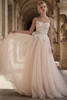 Front view of Kira square neckline wedding dress with spaghetti straps