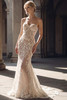Front view of Kourtney strapless lace fit-and-flare wedding dress