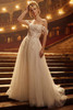 Front view of Randy Fenoli Kynda A-line wedding dress with detachable off-the-shoulder straps