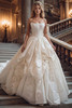 Front view of Lisa dress with cat-eye neckline and rosette pickup skirt