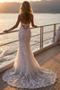 Back view of Lola dress with lace train