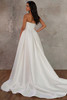 Back view of D4389 minimalist Mikado bridal gown with sweeping train