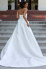 Back view of D4407 Mikado bridal gown with sweeping train