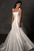 Front view of Essense of Australia D4450 satin jacquard A-line wedding dress
