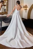 Back view of D4450 wedding dress with sweeping train and scoop back