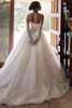Back view of D4458 ball gown with sweeping train