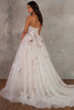 Back view of D4482 embroidered wedding dress with sweeping train