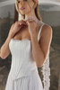 Close-up view of D4483 detachable pearl satin bodice and sweetheart neckline