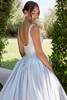 Back detail of D4485 low scoop back and satin ball gown skirt