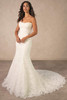 Front view of D4522 strapless lace fit-and-flare bridal gown