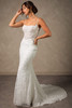 Front view of D4567 lace sheath wedding dress without detachable train