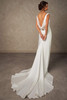 Back view of D4574 open back satin wedding dress with sweeping train