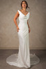 Front view of Essense of Australia D4574 satin sheath wedding dress