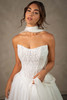 Close-up view of D4580 floral lace corset bodice with exposed boning