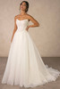 Front view of D4580 strapless A-line wedding dress without scarf