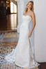 Three-quarter front view of D4600 sweetheart neckline and lace bodice