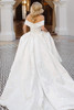 Back view of D4604 satin jacquard gown with sweeping train