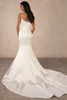 Back view of D4609 dress with covered buttons and sweeping train