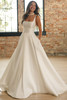 Front view of Maggie Sottero Galina Mikado A-line wedding dress with square neckline