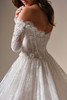 Back detail of Kitaro lace corset bodice with basque waist and covered buttons