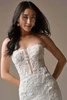 Detail view of Laurie plunging square neckline and 3D floral lace bodice