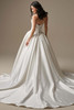 Back view of Pasadena ball gown with covered buttons and satin train