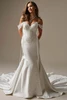 Front view of Serafina Lane dress with detachable lace cap sleeves and train