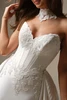 Detail view of Serafina Lane basque waist corset with lace motifs