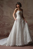 Front view of Serena Chantilly lace dress with deep basque waist