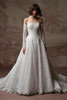 Front view of Maggie Sottero Serena lace wedding dress with detachable long lace sleeves